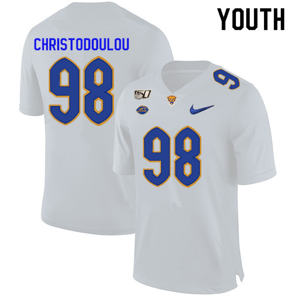 2019 Youth #98 Kirk Christodoulou Pitt Panthers College Football Jerseys Sale-White